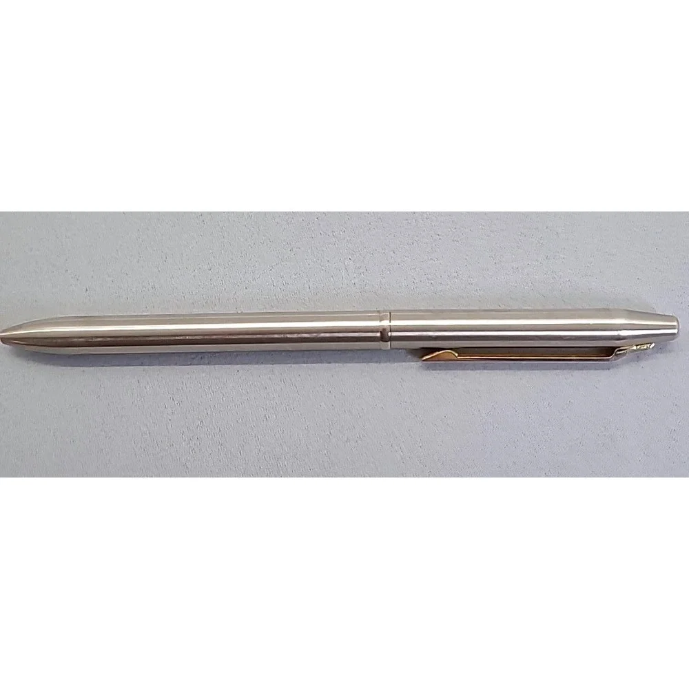 Vintage‎ Chromatic Dual Ballpoint Red Blue Pen Silver Gold Trim USA Writing Tool